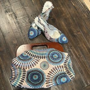 J. Renee sling heel shoe and matching clutch